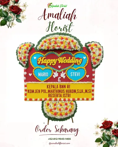 Karangan Papan Bunga Pernikahan di Titisan